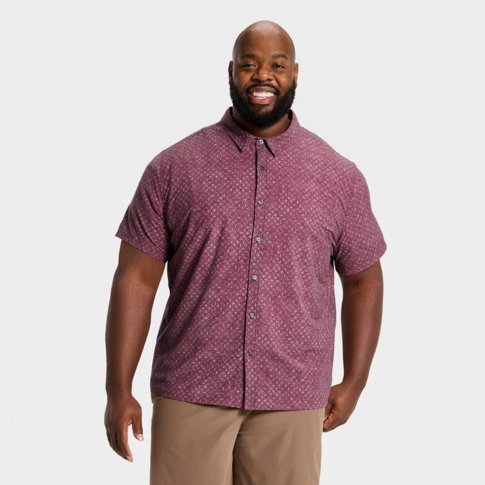 Men's Big Cooling Travel Button-Up Shirt - All In Motion Maroon 3XL
